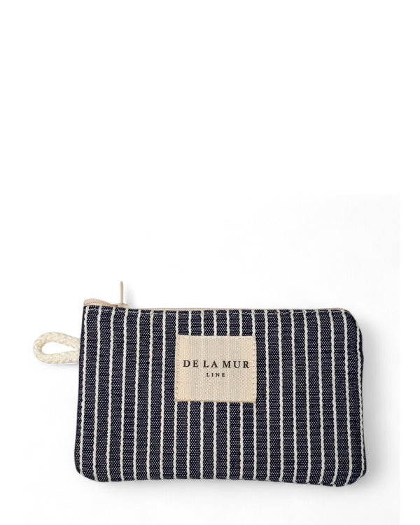 Monedero Paola, estampado en gris, azul, beige, vista frontal — De La Mur
