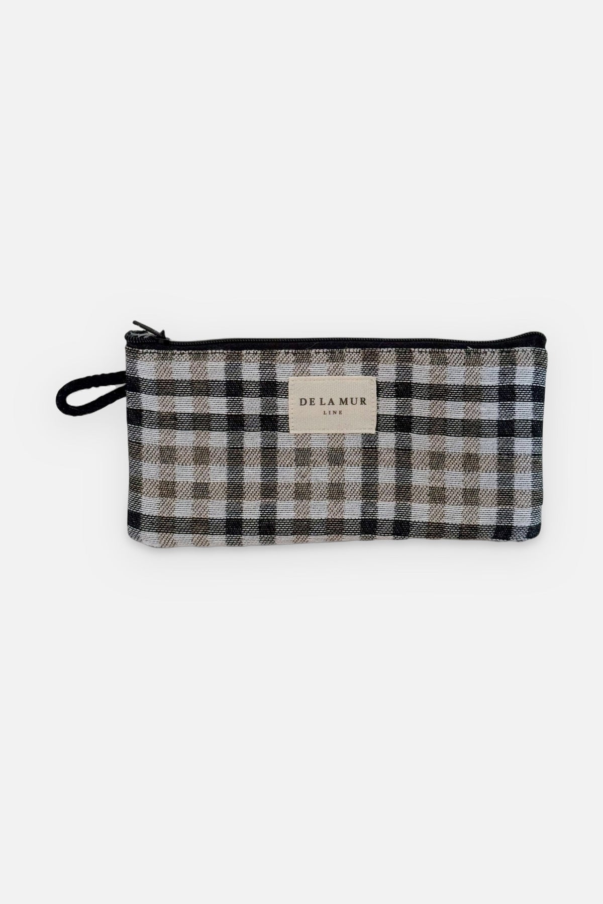 Monedero Lian, estampado en gris, negro, amarillo, vista frontal — De La Mur