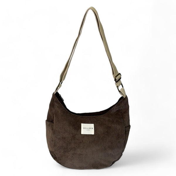 Bolso Xoc, estampado en rojo, marrón, negro, vista frontal — De La Mur