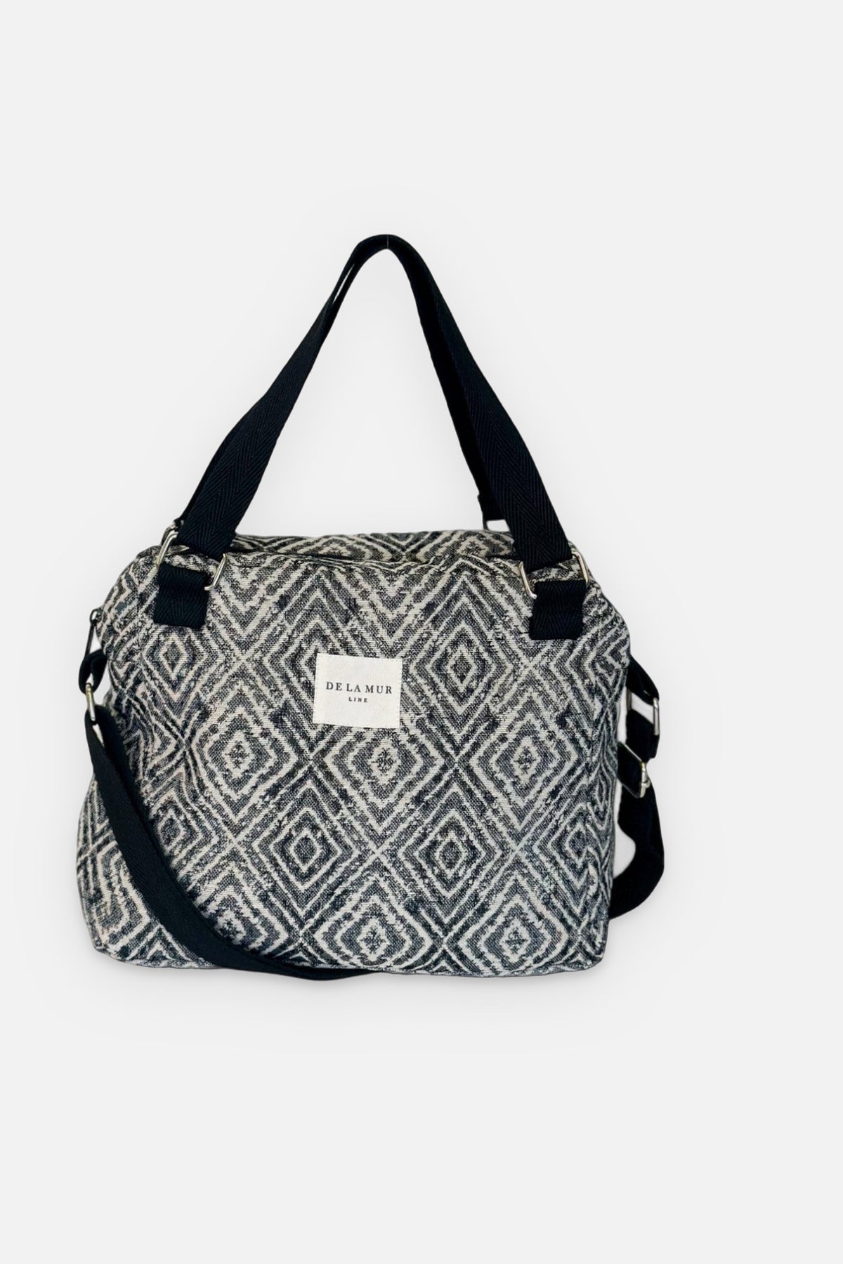 Bolso Ria, estampado en gris, negro, blanco, vista frontal — De La Mur