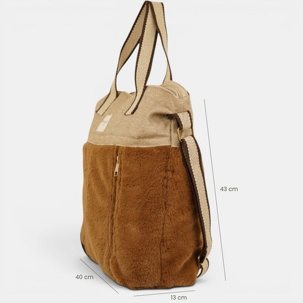 Bolso Pile, estampado en beige, blanco, terracota, detalle del producto — De La Mur