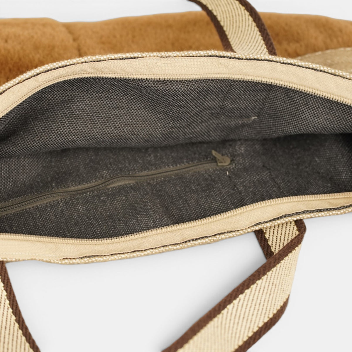 Bolso Pile, estampado en beige, blanco, terracota, detalle del producto — De La Mur