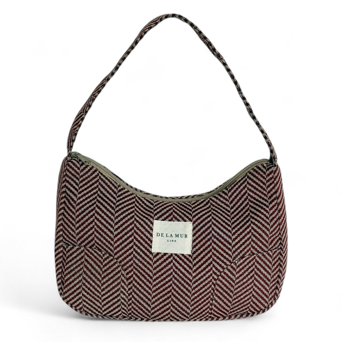 Bolso Dubai, estampado en rojo, gris, marrón, vista frontal — De La Mur