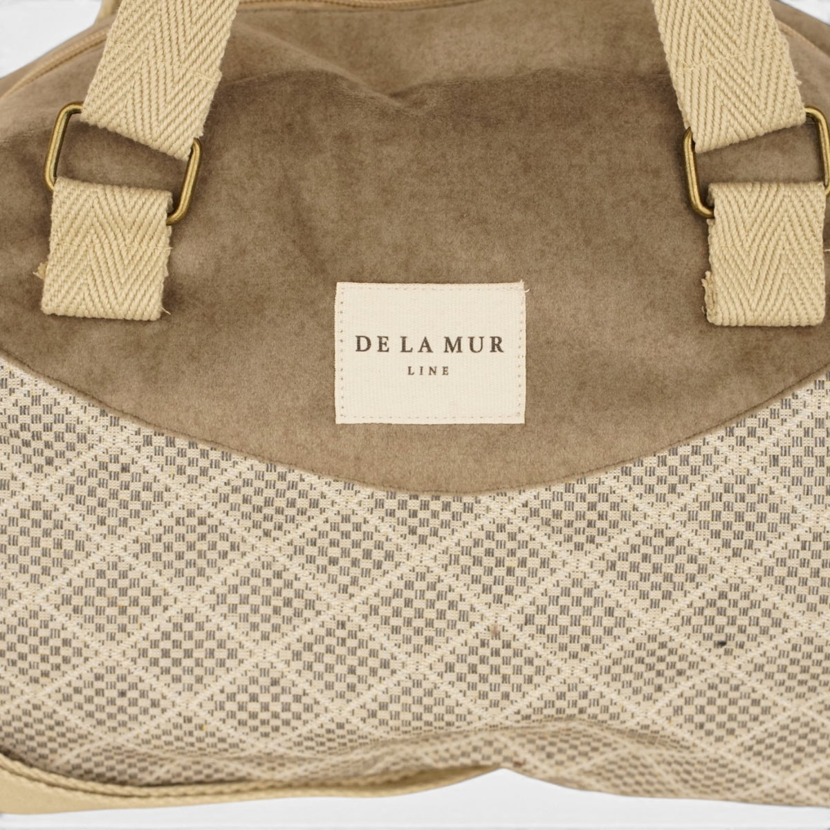 Bolso Pant, estampado en negro, beige, blanco, detalle del producto — De La Mur