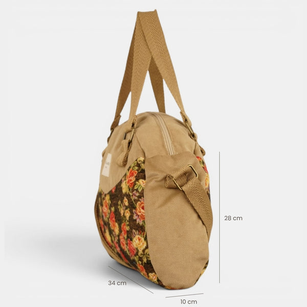 Bolso Pepi, estampado en naranja, terracota, beige, detalle del producto — De La Mur