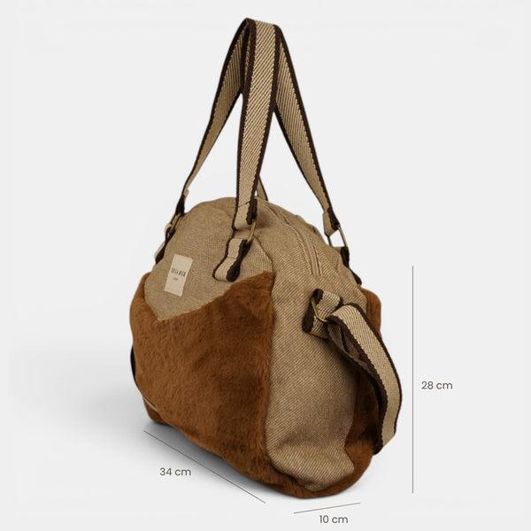 Bolso Pile, estampado en beige, terracota, naranja, detalle del producto — De La Mur