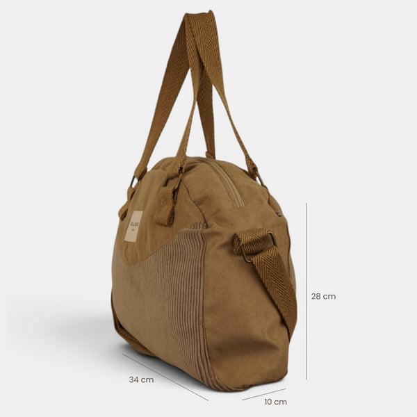 Bolso Toast, estampado en rojo, azul, naranja, detalle del producto — De La Mur