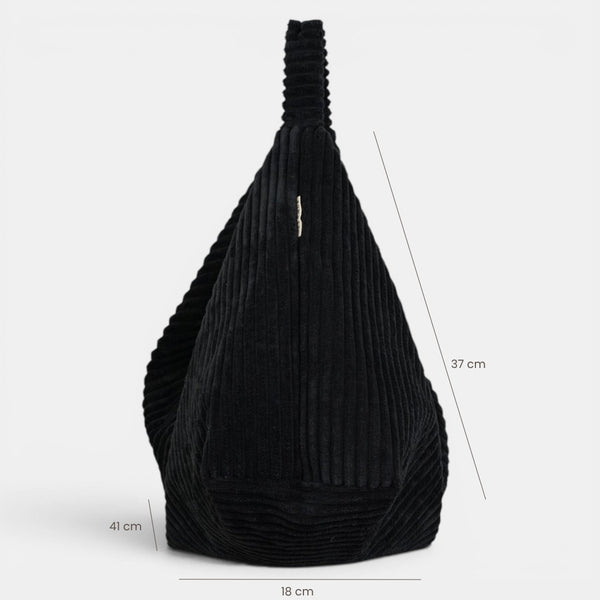 Bolso Curly, estampado en blanco, azul, negro, detalle del producto — De La Mur