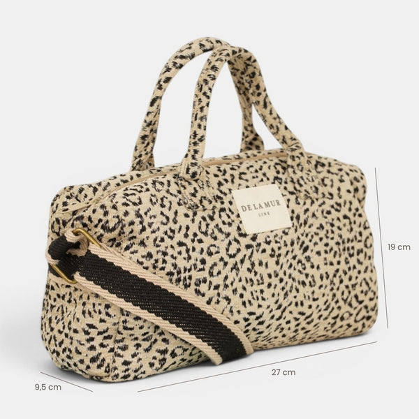 Bolso Koto, estampado en blanco, negro, azul, detalle del producto — De La Mur