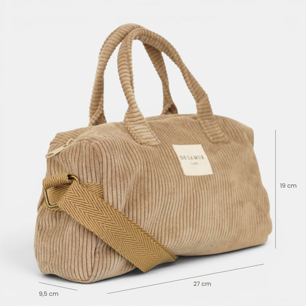 Bolso Toast, estampado en rojo, beige, terracota, detalle del producto — De La Mur