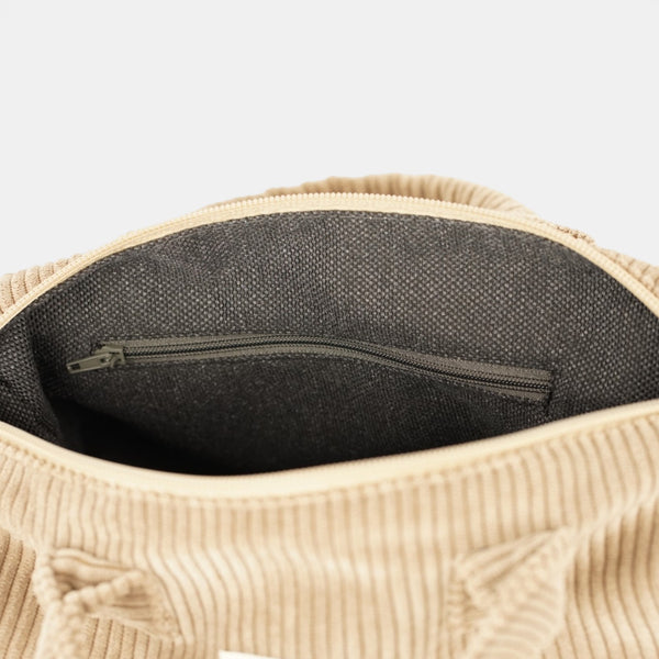 Bolso Toast, estampado en rojo, beige, terracota, detalle del producto — De La Mur