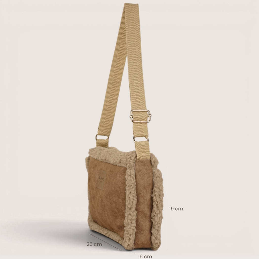 Bolso Noce, estampado en naranja, terracota, beige, detalle del producto — De La Mur