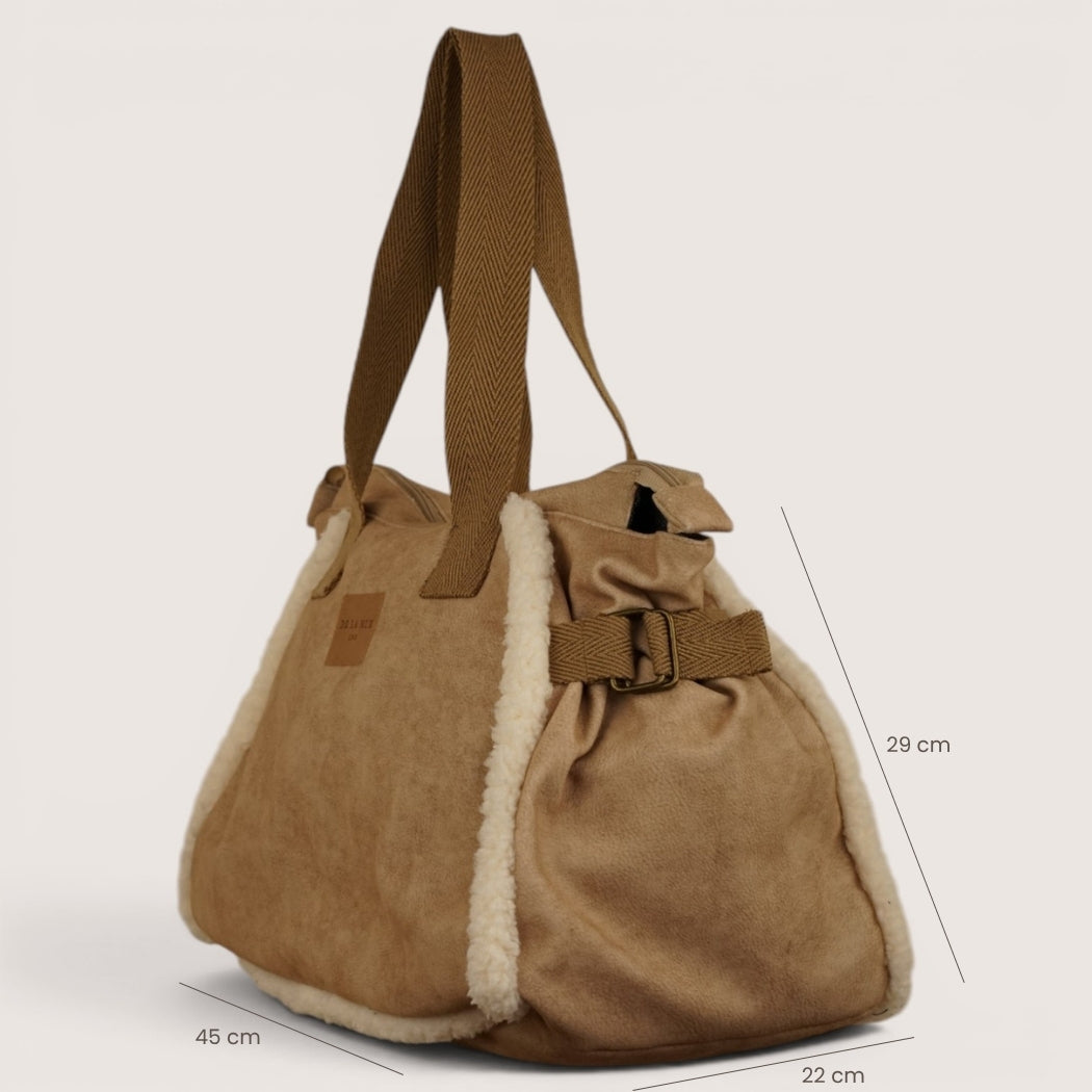 Bolso Cipria, estampado en beige, naranja, blanco, detalle del producto — De La Mur