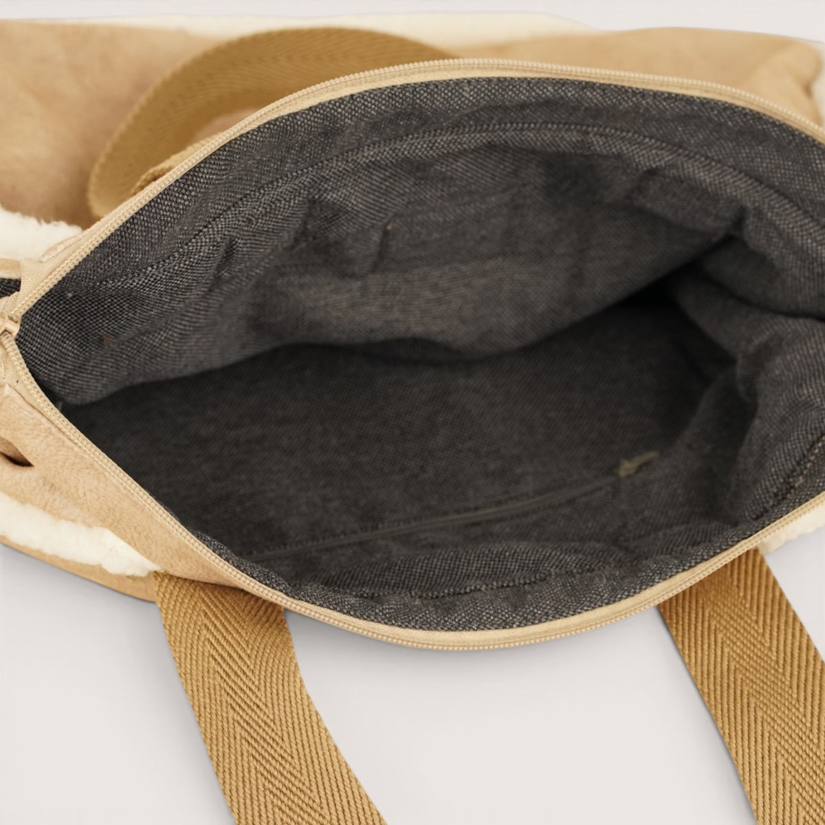 Bolso Cipria, estampado en beige, naranja, blanco, detalle del producto — De La Mur