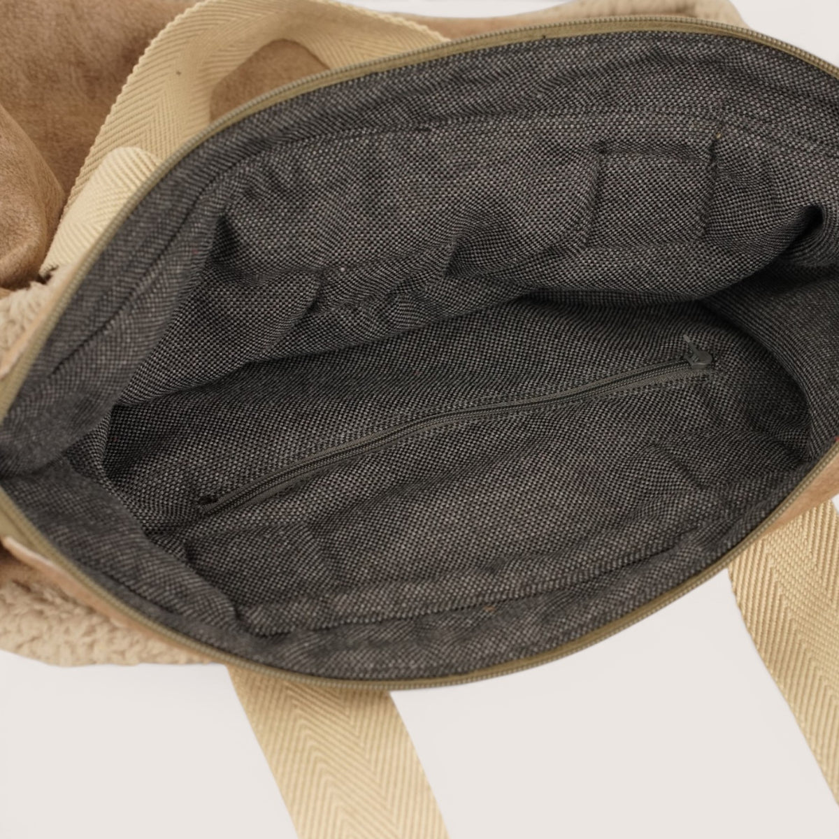 Bolso Noce, estampado en naranja, beige, terracota, detalle del producto — De La Mur