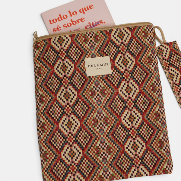 Monedero Regalo, estampado en beige, blanco, terracota, detalle del producto — De La Mur
