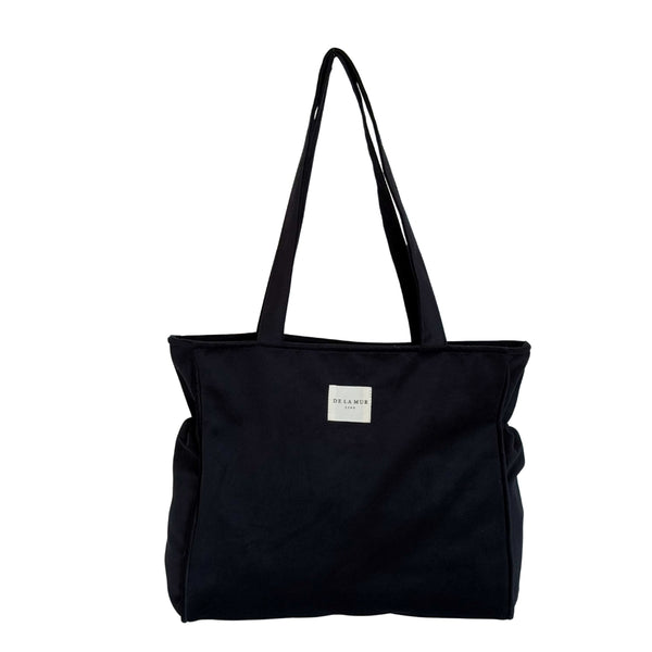 Bolsa con cremallera Aza, estampado en negro, gris, vista frontal — De La Mur