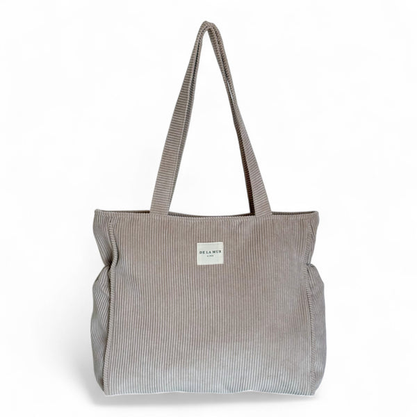 Bolsa con cremallera Tofe, estampado en blanco, gris, marrón, vista frontal — De La Mur