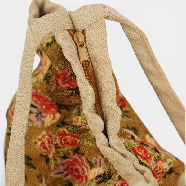 Bolso Esme, estampado en blanco, azul, terracota, detalle del producto — De La Mur