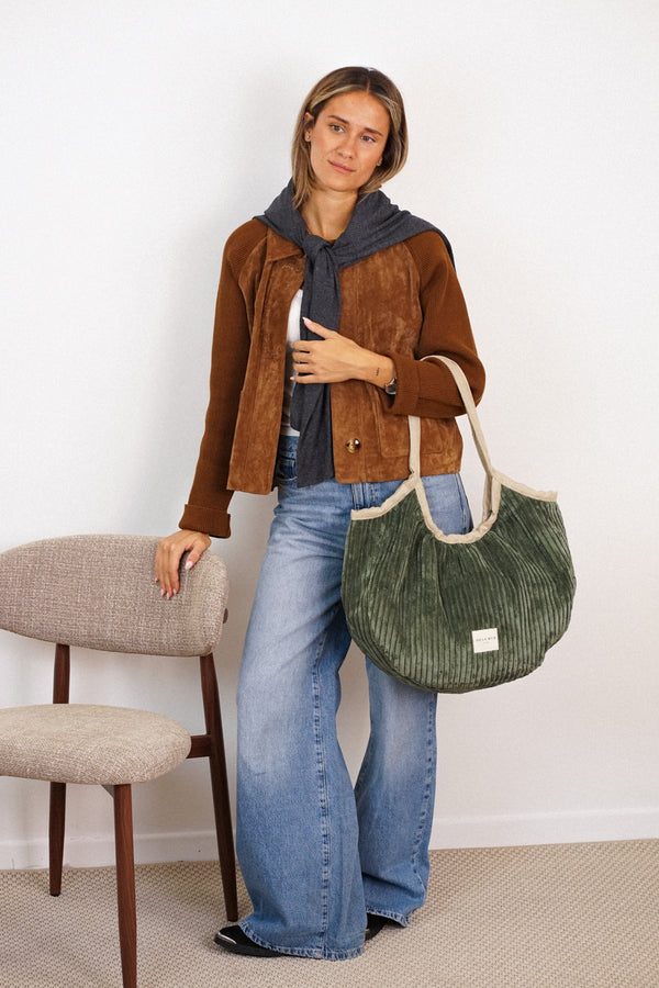 Bolso Musgo, acabado verde musgo, vista frontal — De La Mur