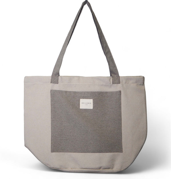 Bolsa de bolsillo Cairo, estampado en gris, beige, blanco, vista frontal — De La Mur