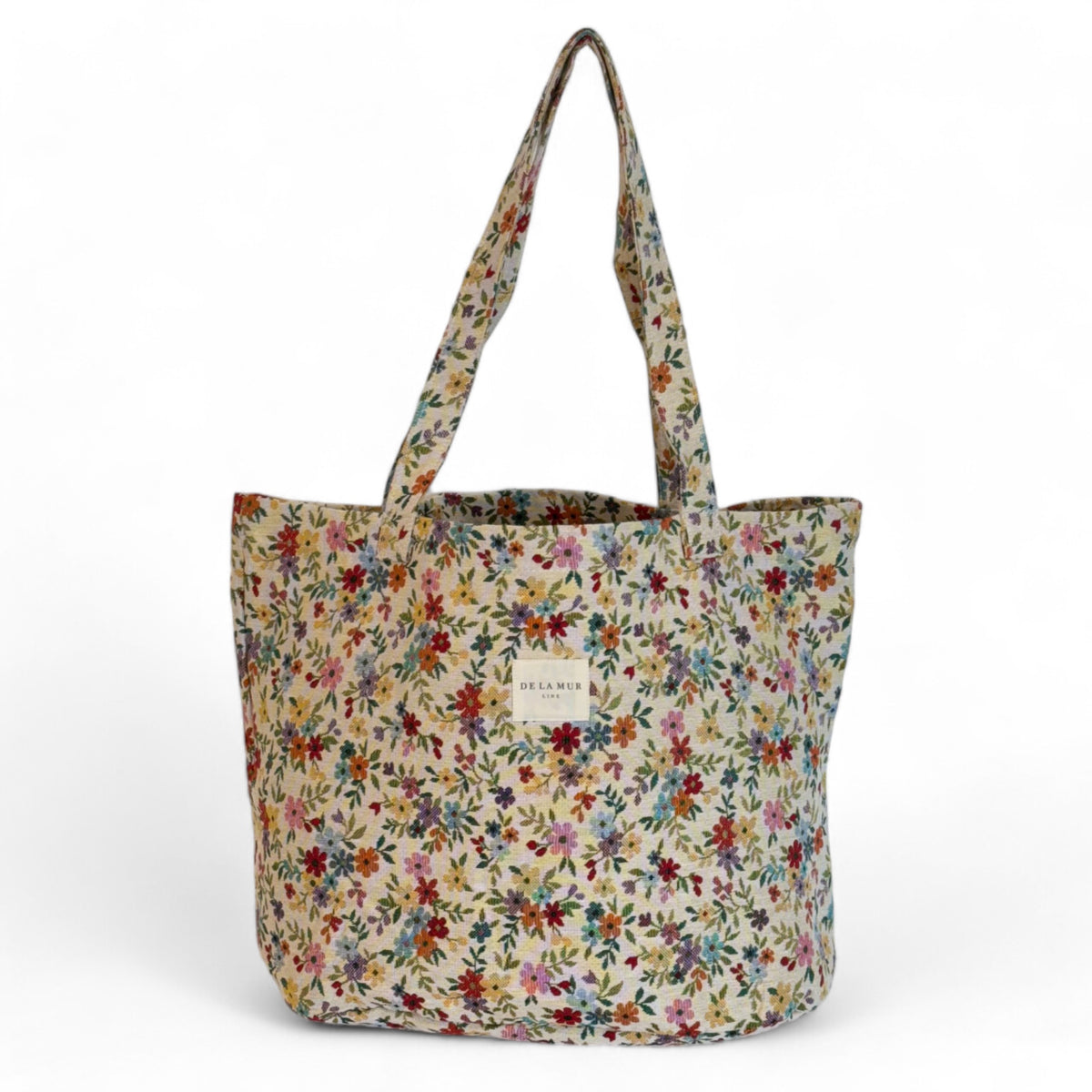 Bolsa grande Blum, estampado en beige, marrón, blanco, vista frontal — De La Mur