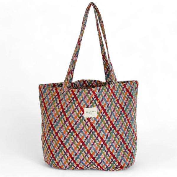 Bolsa grande Cap, estampado en rojo, blanco, beige, vista frontal — De La Mur