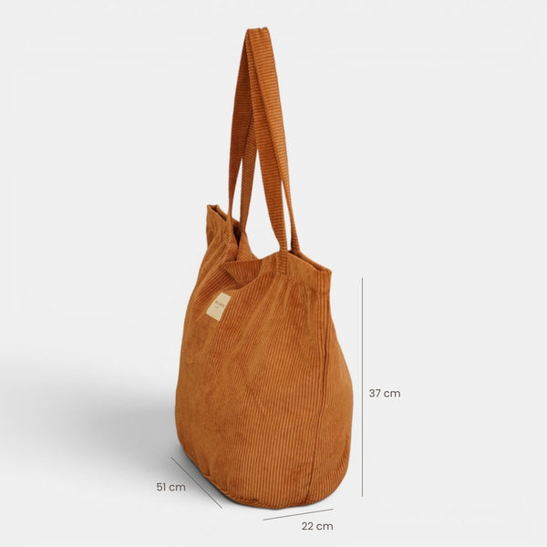 Bolsa grande con cremallera Barro, estampado en blanco, beige, terracota, detalle del material y el acabado — De La Mur