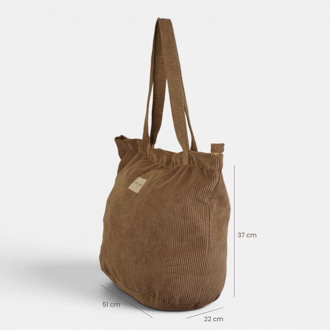 Bolsa grande con cremallera Toast, estampado en beige, blanco, rojo, detalle del material y el acabado — De La Mur