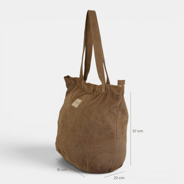 Bolsa grande con cremallera Toast, estampado en beige, blanco, rojo, detalle del material y el acabado — De La Mur