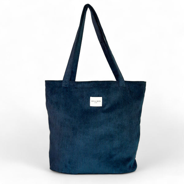 Bolsa grande Ibiza, estampado en azul, blanco, negro, vista frontal — De La Mur