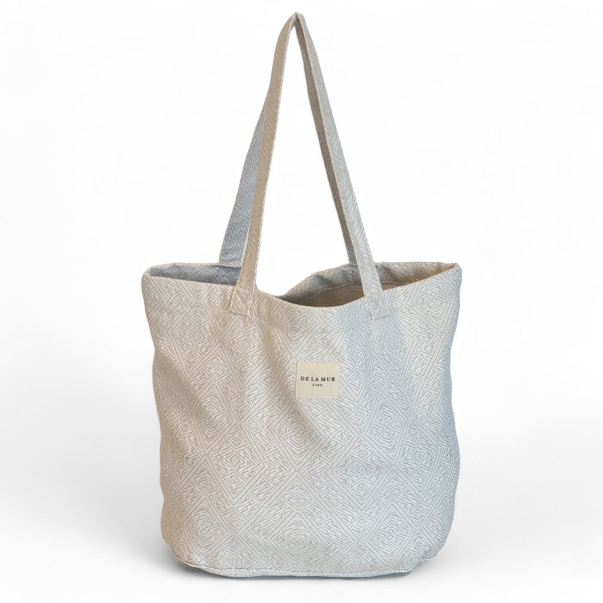 Bolsa grande Roca, estampado en beige, blanco, marrón, vista frontal — De La Mur