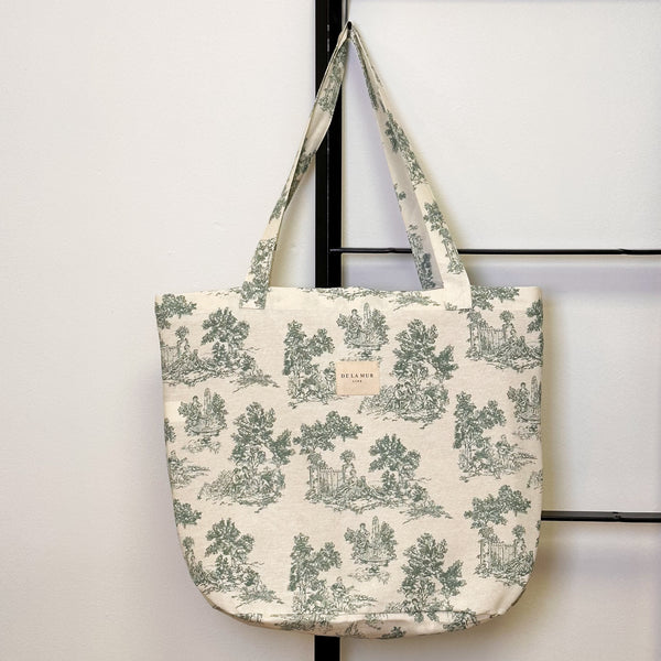 Bolsa grande Toy4, estampado en beige, marrón, gris, vista frontal — De La Mur