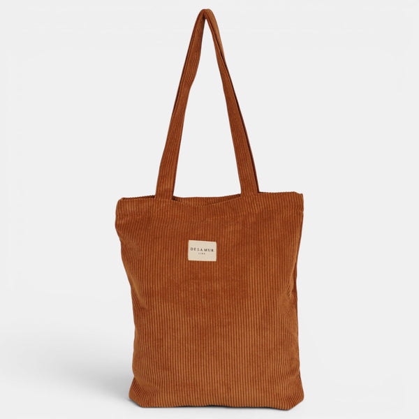 Bolsa pequeña Barro, estampado en terracota, beige, blanco, detalle del estampado y el material — De La Mur