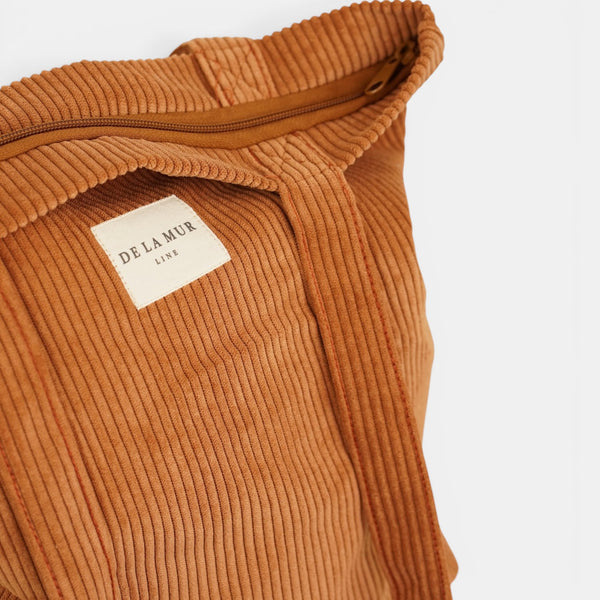 Bolsa pequeña Barro, estampado en terracota, beige, blanco, detalle del producto — De La Mur