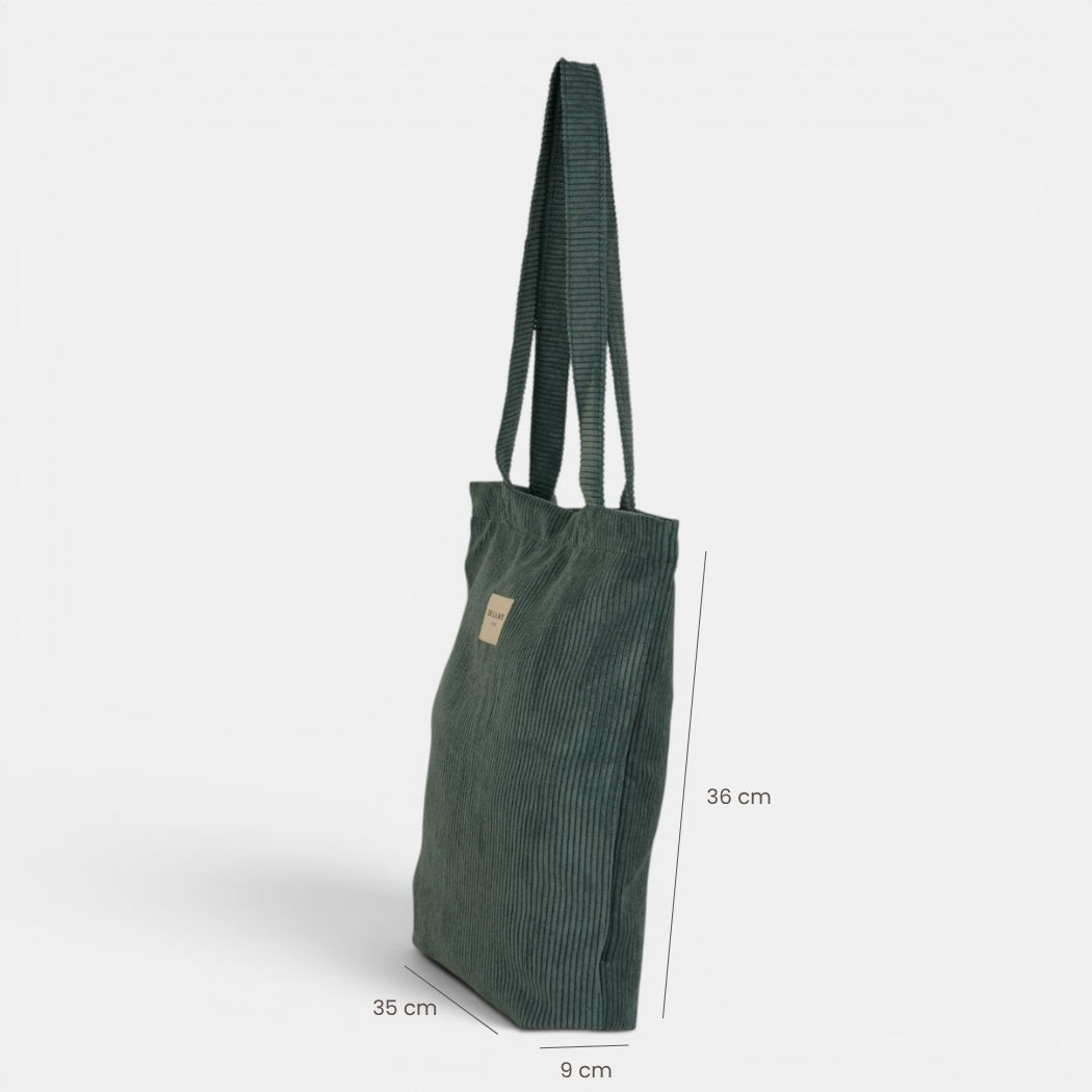 Bolsa pequeña Jade, acabado verde jade, vista con medidas — De La Mur