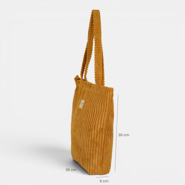 Bolsa pequeña Maiz, acabado amarillo maíz y beige, vista trasera — De La Mur