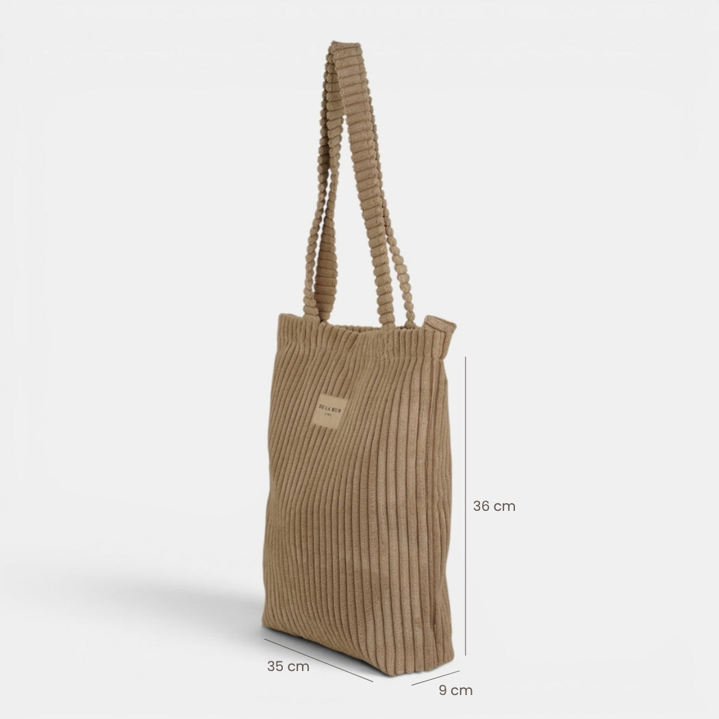 Bolsa pequeña Moka, estampado en beige, blanco, rojo, detalle del material y el acabado — De La Mur