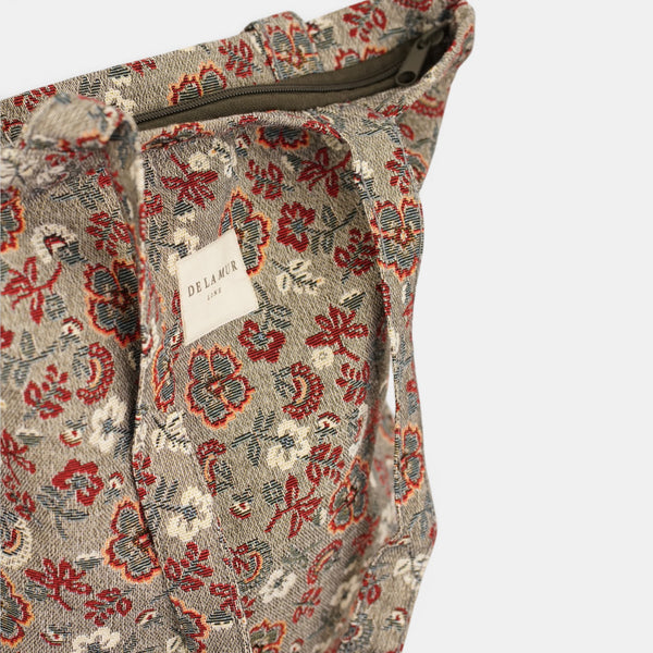 Bolsa pequeña Nira, estampado en azul, beige, blanco, detalle del producto — De La Mur