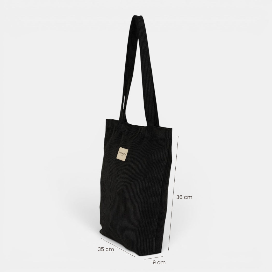 Bolsa pequeña Nit, estampado en negro, terracota, naranja, detalle del material y el acabado — De La Mur