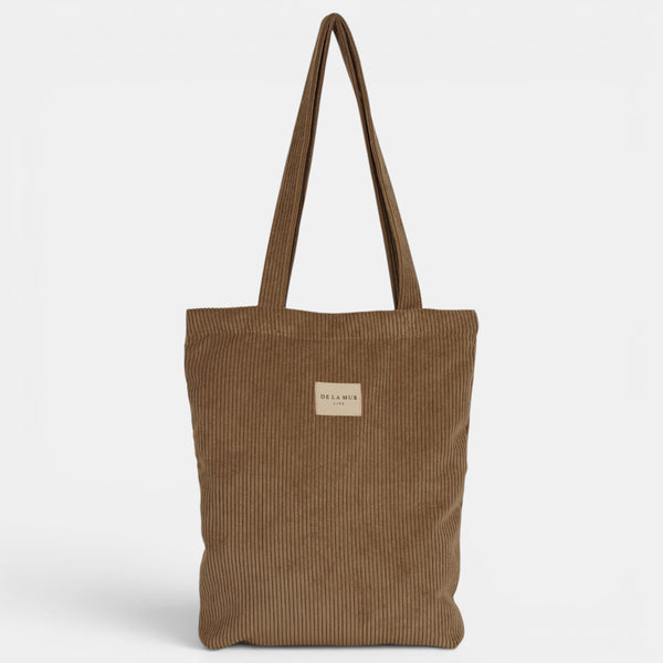 Bolsa pequeña Toast, estampado en blanco, azul, beige, detalle del estampado y el material — De La Mur