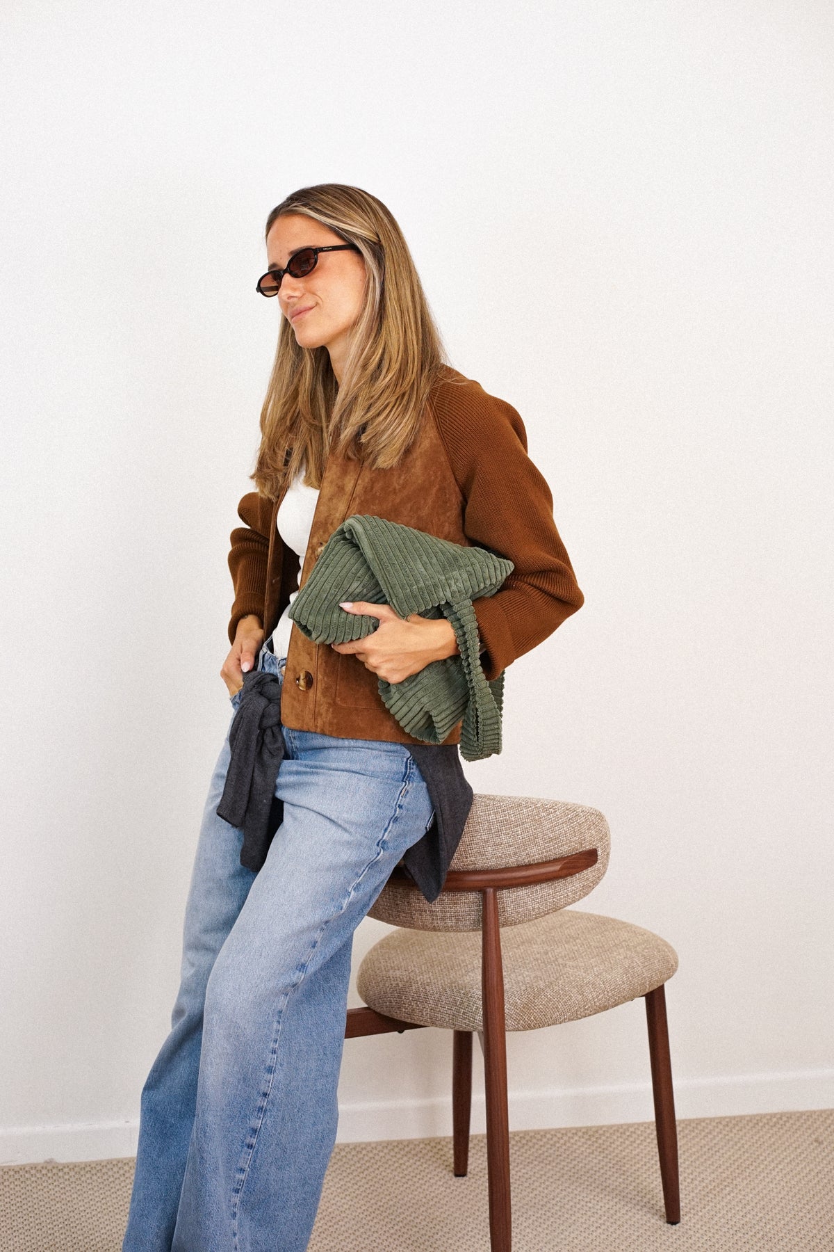 Bolsa pequeña Musgo, acabado verde musgo, vista frontal — De La Mur