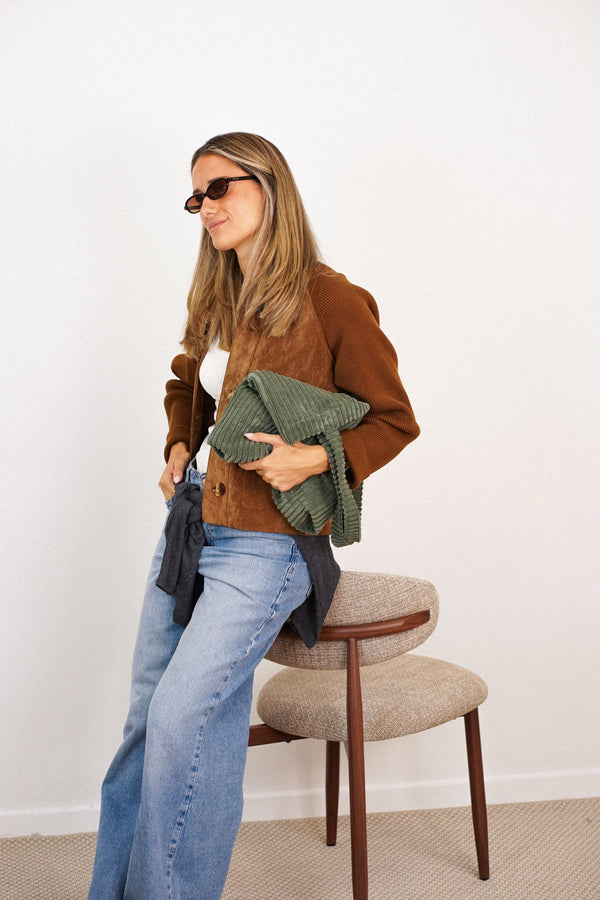Bolsa pequeña Musgo, acabado verde musgo, vista frontal — De La Mur
