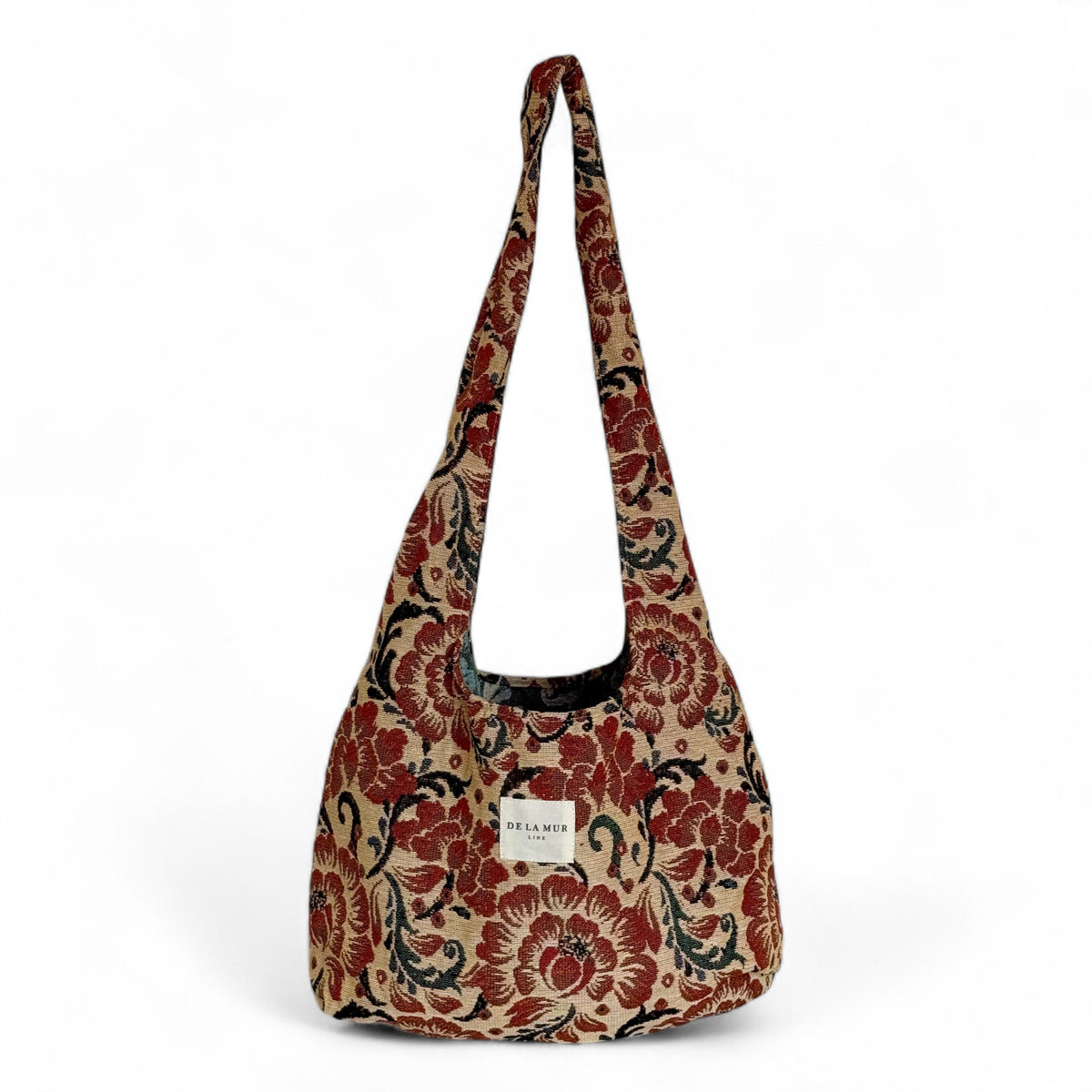 Bolso Adam, estampado en marrón, rojo, terracota, vista frontal — De La Mur