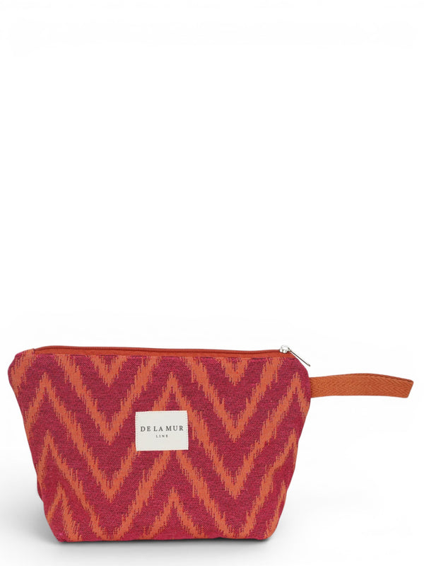 Neceser Fuego, estampado en rojo, naranja y amarillo, vista frontal — De La Mur