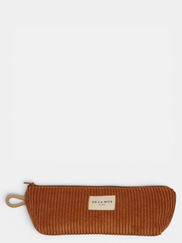 Monedero Barro, estampado en blanco, terracota, naranja, vista frontal — De La Mur