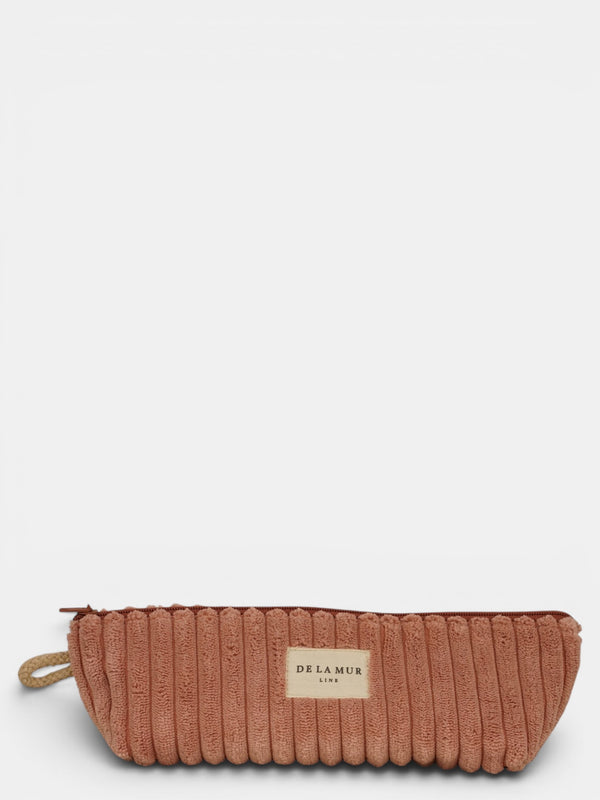 Monedero Crepe, estampado en blanco, rojo, terracota, vista frontal — De La Mur