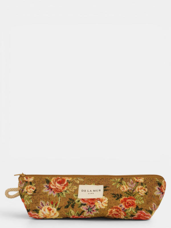 Monedero Esme, estampado en blanco, naranja, terracota, vista frontal — De La Mur