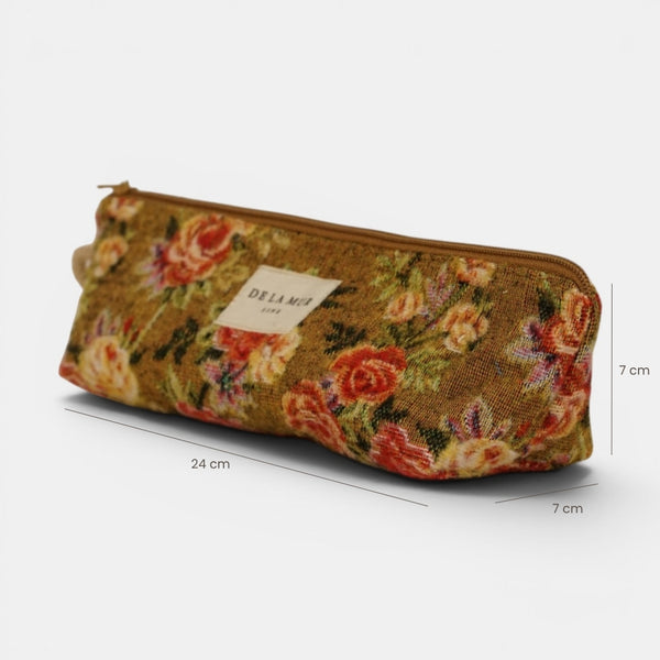 Monedero Esme, estampado en blanco, naranja, terracota, vista en uso — De La Mur