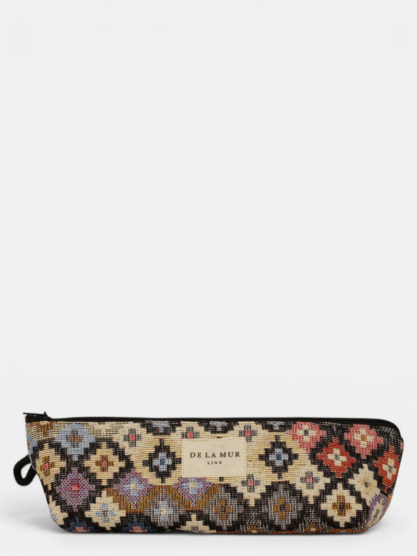 Monedero Ore, estampado en blanco, marrón, beige, vista frontal — De La Mur